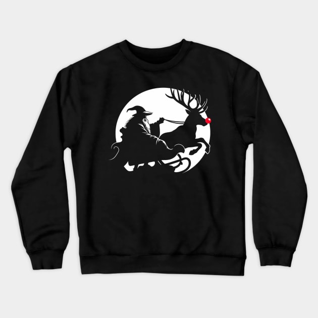 Mystical Figure on Santa's Sledge - Fantasy Crewneck Sweatshirt by Fenay-Designs